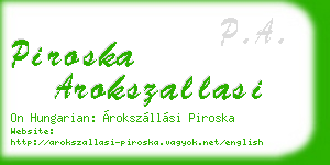 piroska arokszallasi business card